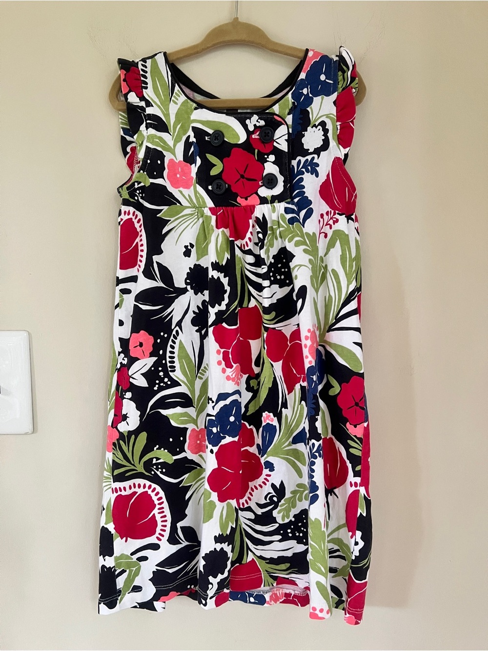 Tea Collection Girls Floral Cotton Sleeveless Dress, Red, Navy & Green, Size 7